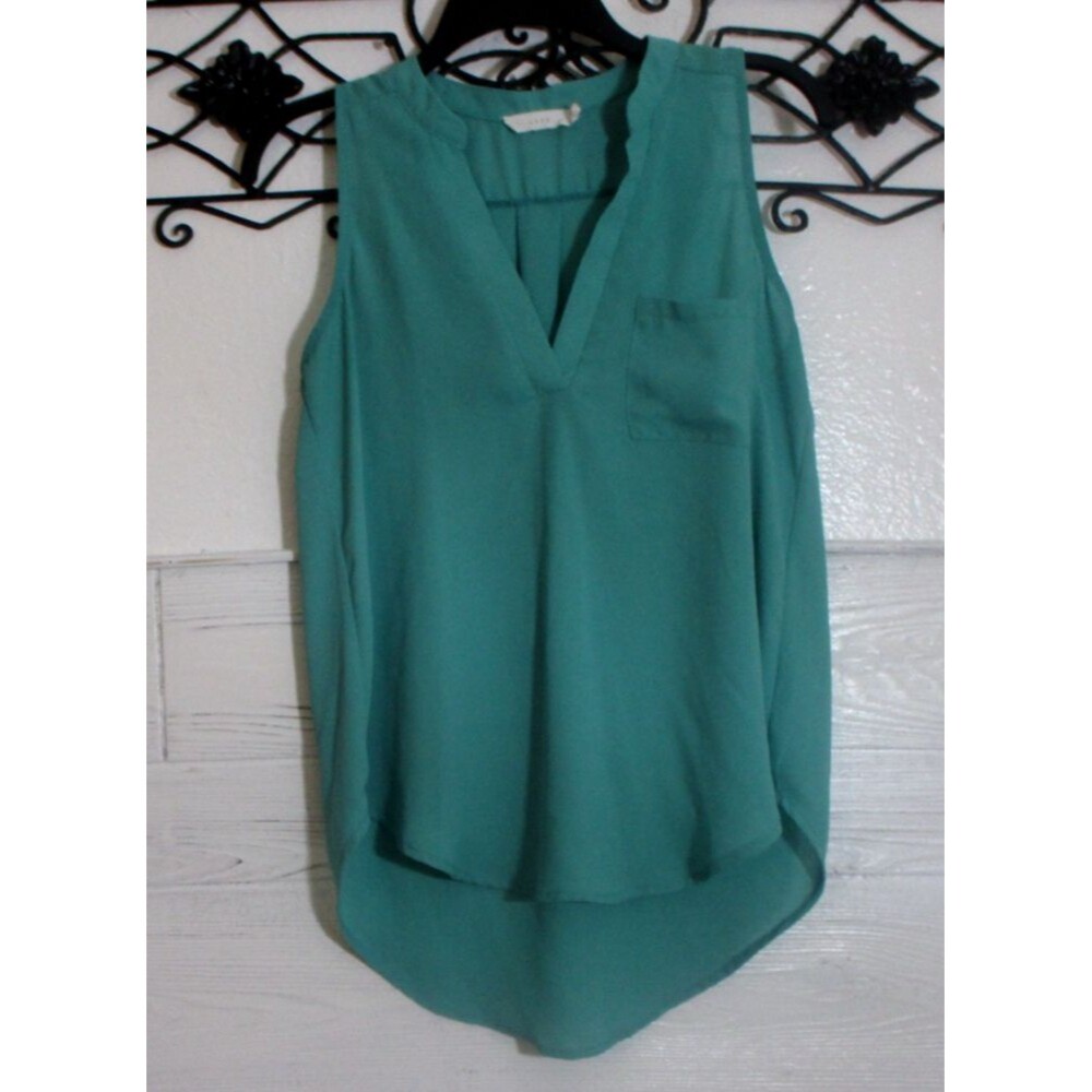 Lush Women's Top Size XS Sleeveless Teal Green V Neck